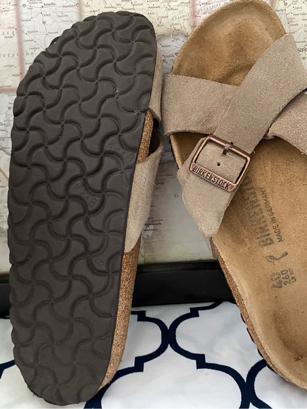 Pre-owned Birkenstock Sienna 40/9 Women’Taupe Suede Sandals with Copper Buckles - Picture 7 of 9